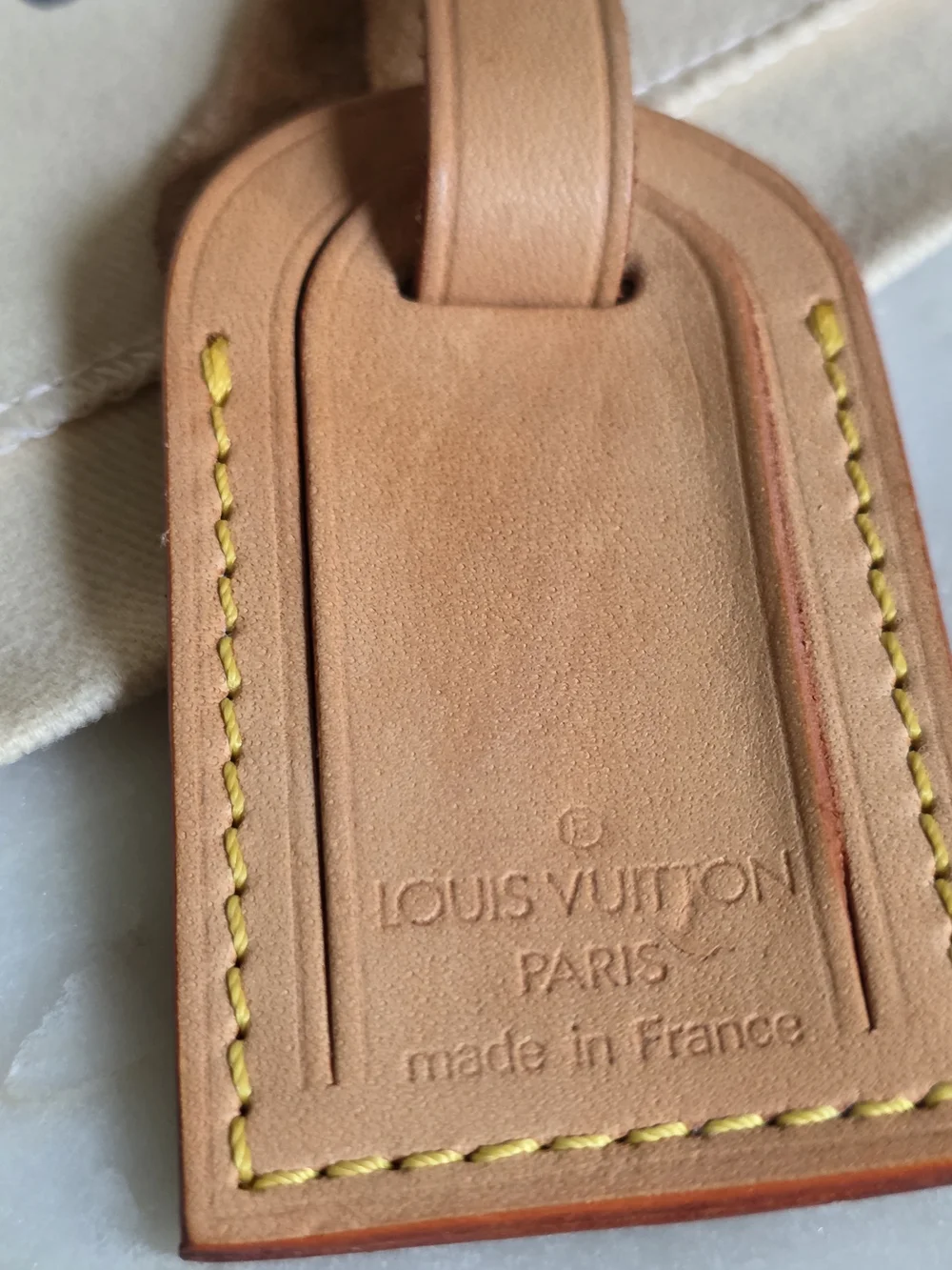 Authentic Louis Vuitton Vachetta Leather Luggage Tag W/ Box & Dustbag